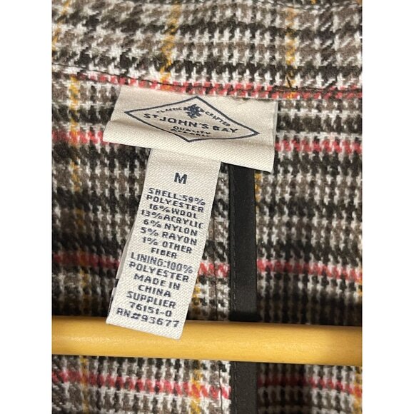 St. Johns Bay Womens Classic Houndstooth Plaid Blazer Size Medium Wool Blend - Picture 5 of 8